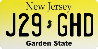 NJ license plate J29GHD