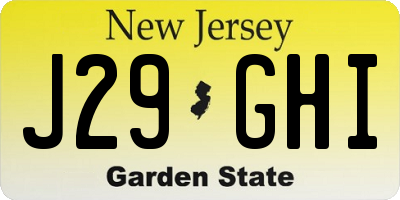 NJ license plate J29GHI
