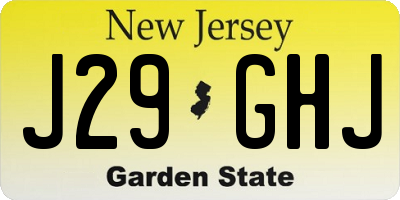 NJ license plate J29GHJ