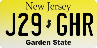NJ license plate J29GHR