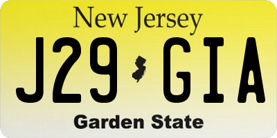 NJ license plate J29GIA