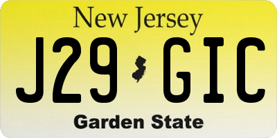 NJ license plate J29GIC