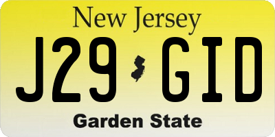 NJ license plate J29GID