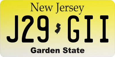 NJ license plate J29GII
