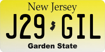 NJ license plate J29GIL