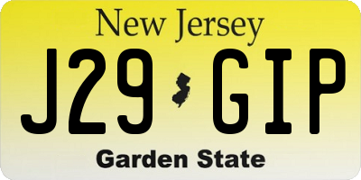 NJ license plate J29GIP