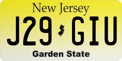 NJ license plate J29GIU