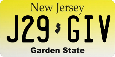 NJ license plate J29GIV