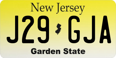 NJ license plate J29GJA