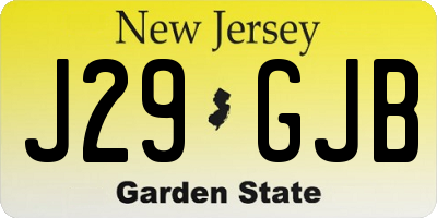 NJ license plate J29GJB