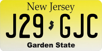 NJ license plate J29GJC