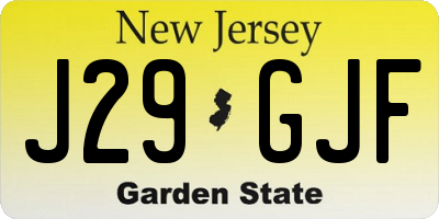 NJ license plate J29GJF