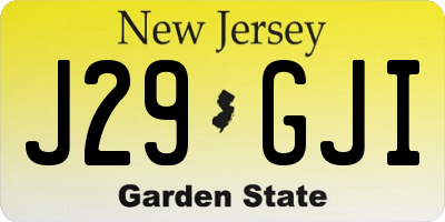 NJ license plate J29GJI