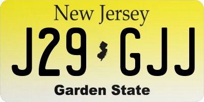 NJ license plate J29GJJ