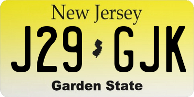 NJ license plate J29GJK
