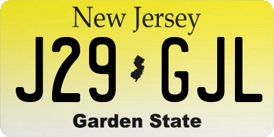 NJ license plate J29GJL