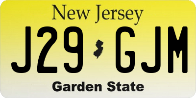 NJ license plate J29GJM
