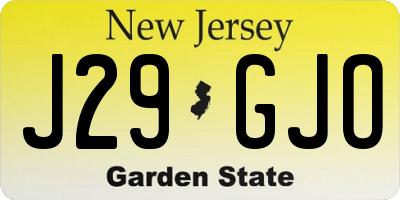 NJ license plate J29GJO