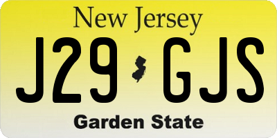NJ license plate J29GJS