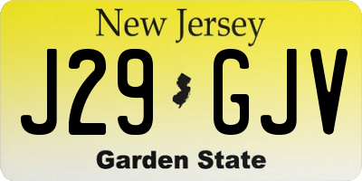 NJ license plate J29GJV