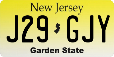 NJ license plate J29GJY