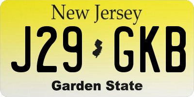 NJ license plate J29GKB
