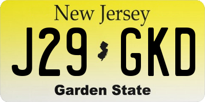 NJ license plate J29GKD