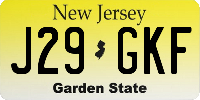 NJ license plate J29GKF