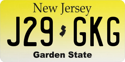 NJ license plate J29GKG