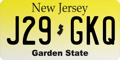 NJ license plate J29GKQ