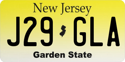 NJ license plate J29GLA
