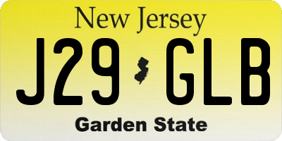 NJ license plate J29GLB