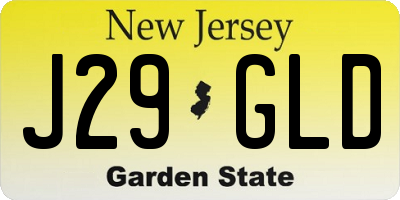 NJ license plate J29GLD