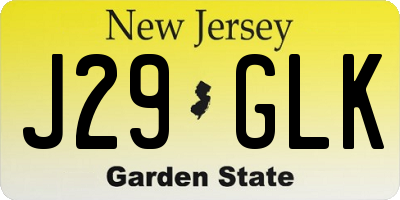 NJ license plate J29GLK