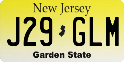 NJ license plate J29GLM