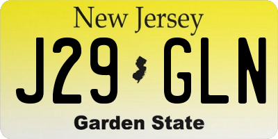 NJ license plate J29GLN