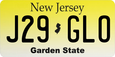 NJ license plate J29GLO