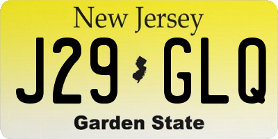 NJ license plate J29GLQ