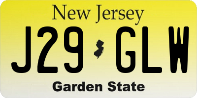 NJ license plate J29GLW