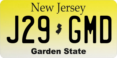 NJ license plate J29GMD