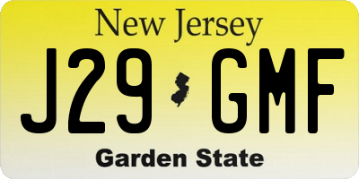NJ license plate J29GMF