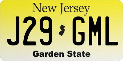 NJ license plate J29GML