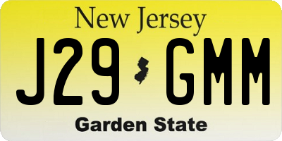NJ license plate J29GMM