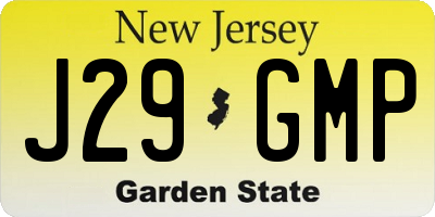 NJ license plate J29GMP
