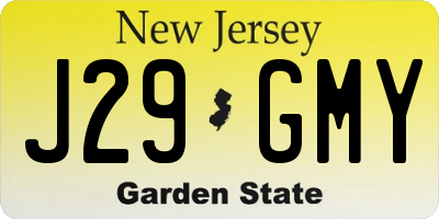 NJ license plate J29GMY