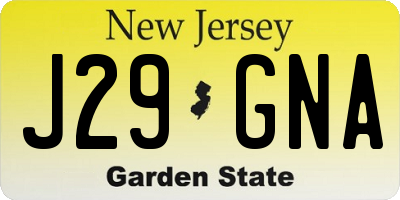 NJ license plate J29GNA