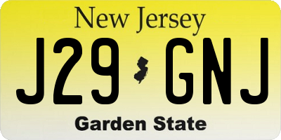 NJ license plate J29GNJ