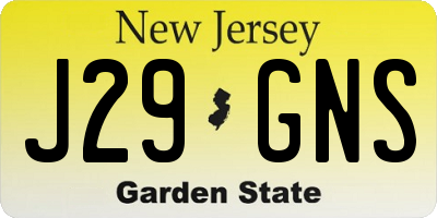 NJ license plate J29GNS