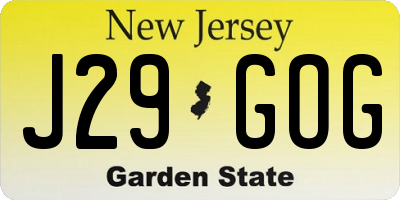 NJ license plate J29GOG