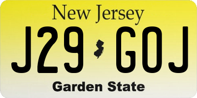 NJ license plate J29GOJ